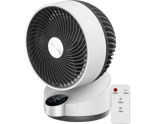 Tischventilator Fan Pinguin Ø 24,5 cm 50 W Kunststoff weiß/schwarz mit Timer, Touch-Steurung und Fernbedienung