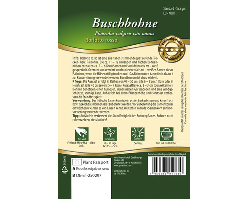 Samenpackung Buschbohne Borlotto rosso