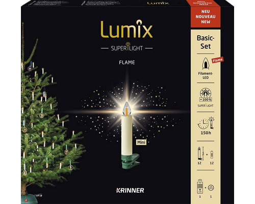 Lumix Superlight Flame Basic-Set mit LED-Filament und Fernbedienung in Produktverpackung