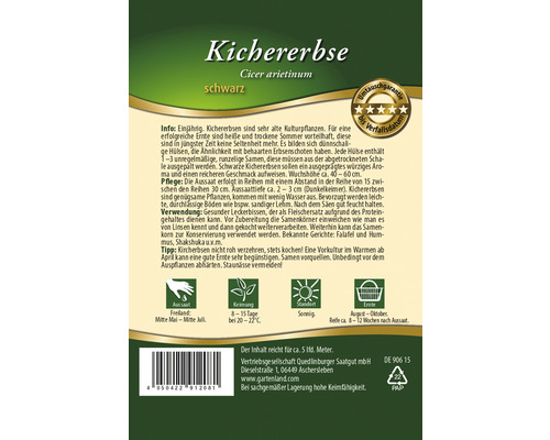 Kichererbsen Saatgut, schwarze Sorte
