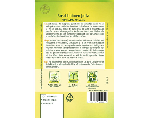 Buschbohnen Jutta Samenpackung