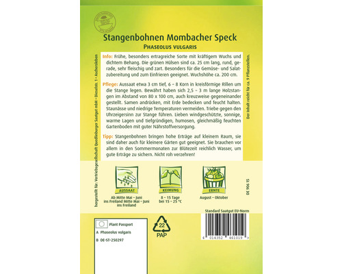 Samenpackung Stangenbohnen Mombacher Speck