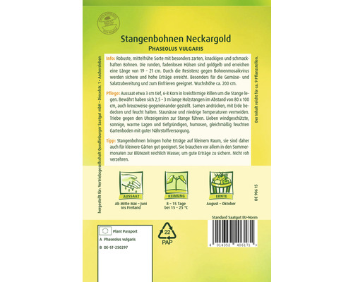 Samenpackung Stangenbohnen Neckargold