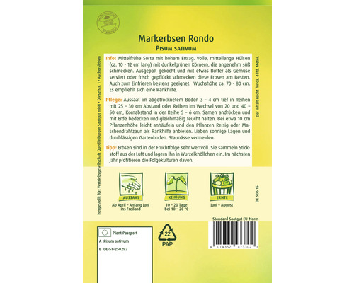 Markerbsen Rondo Saatgutpackung