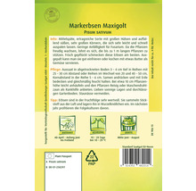 Markerbsen Maxigolt Saatguttüte mit Informationen zu Aussaat, Keimung und Ernte