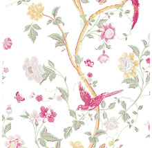 Tapete mit Blumen-, Vogel- und Schmetterlingsmuster