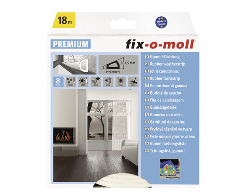 Fix-o-Moll D-Profildichtung selbstklebend weiß 9 mm x 18 m