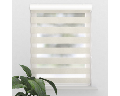 Beige Doppelrollo am Fenster