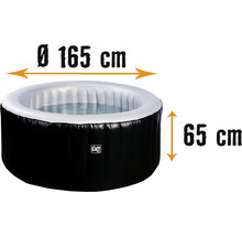 Whirlpool EXIT Silver Classic mit Filterpumpe und integrierter Wärmefunktion, 100 Luftdüsen, LED-Beleuchtung, isolierende Abdeckplane, Bodenplane schwarz