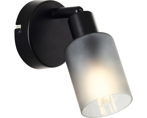 Schwarze Wandleuchte mit schwenkbarem Lampenkopf