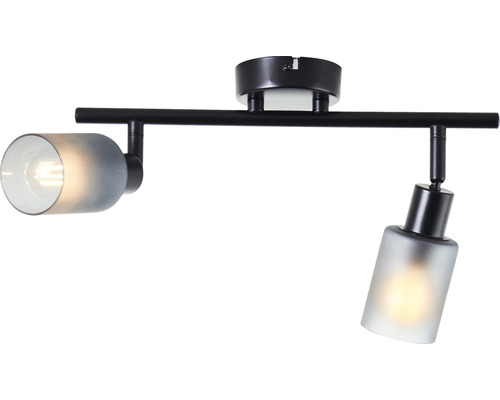Deckenleuchte mit zwei Strahlern und satinierten Lampenschirmen