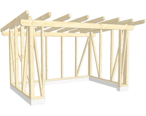 Holzkonstruktion Holzriegelbau Pultdach 300x450 cm