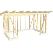 Holzkonstruktion Holzriegelbau Pultdach 300x500 cm