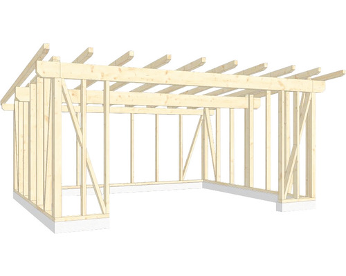 Holzkonstruktion Holzriegelbau Pultdach 500x600 cm