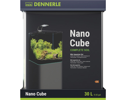 Aquarium DENNERLE NanoCube Complete+SOIL 30 l inkl. Power LED 5.0, Bodengrund, Filter, Rückwand, Thermometer Dennerle Nano Cube Komplettset mit 30 Litern für Aquarien
