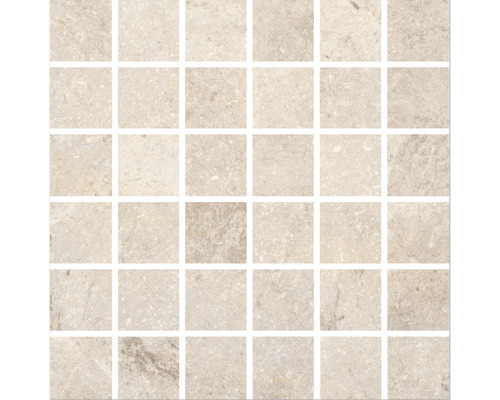 Feinsteinzeugmosaik Wells cream matt 30x30cm