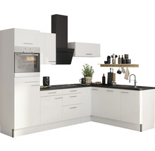 Optifit Winkelküche ohne Geräte Rurik986 270 cm weiß glänzend zerlegt Variante links KCRU 2720LAOE8+