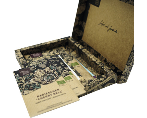 Samenbox mit Radieschensamen der Sorte ''Cherry Bell''