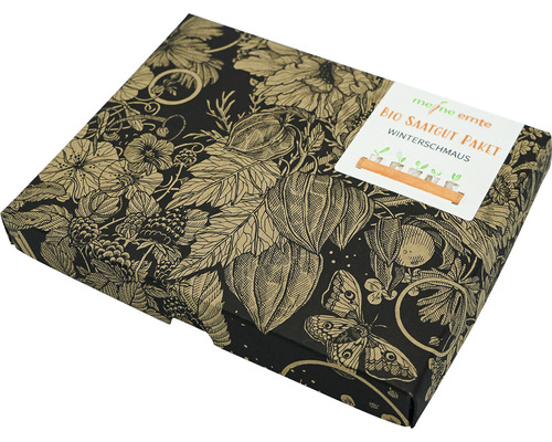Meine Ernte Bio Saatgut Paket Winter Schmaus in einer Box mit Pflanzenmuster