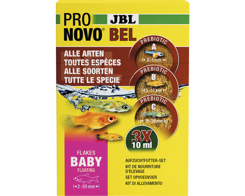 Aufzuchtfutter Flockenfutter JBL PRONOVO BEL FLAKES BABY 3x10ml JBL Pro Novo Bel Aufzuchtfutterset für Babyfische