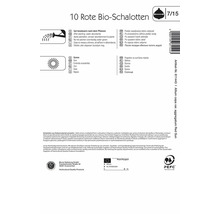 Verpackung rote Bio Schalotten mit Anbauhinweisen
