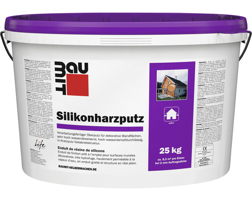 Baumit Silikonharz Fassadenputz mit Kratzputzstruktur 2 mm weiß 25 kg