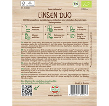 Sperli Linsen Duo Keimsaat Packungsrückseite mit Anweisungen zur Keimung