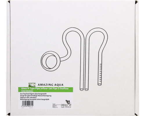 Verpackung eines Glas R Type Pipe Inflow+Jet Pipe S Outflow Sets für Aquarien (16/22mm)