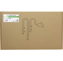 Verpackung einer Glasware für Aquarien mit V-Inflow und Mohnblumen-Outflow.