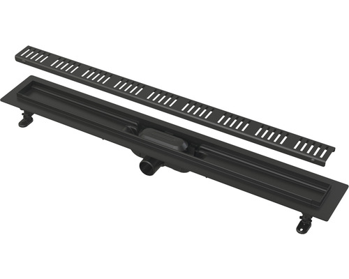 form&style Duschrinne REDONDA 750 x 62 mm Abflussleistung 28 l/min Rost schwarz matt Duschrinne mit Abdeckung und Füßen