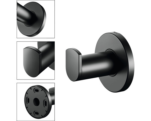 Schwarzer Kleiderhaken zur Wandmontage