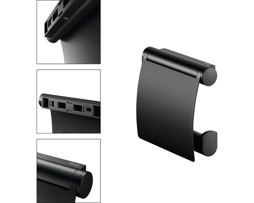 Schwarzer Toilettenpapierhalter zur Wandmontage