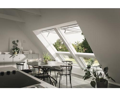 VELUX Klapp-Schwingfenster INTEGRA GPU FK06 006621 ENERGIE PLUS 66x118 cm inkl. Motor,Regensensor und Funk-Wandschalter