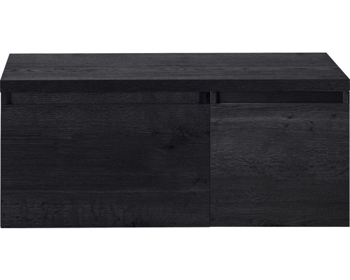 Waschtischunterschrank Sanox Frozen BxHxT 100 (60/40) x 43 cm x 45 cm Frontfarbe black oak mit Waschtischplatte