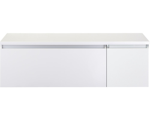 Waschtischunterschrank Sanox Frozen BxHxT 140 (100/40) x 43 cm x 45 cm Frontfarbe weiß hochglanz mit Waschtischplatte