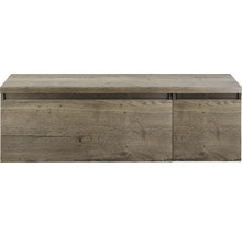 Waschtischunterschrank Sanox Frozen BxHxT 140 (100/40) x 43 cm x 45 cm Frontfarbe tabacco mit Waschtischplatte