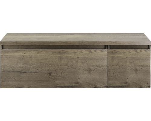 Waschtischunterschrank Sanox Frozen BxHxT 140 (100/40) x 43 cm x 45 cm Frontfarbe tabacco mit Waschtischplatte Waschtischunterschrank Sanox Frozen BxHxT 140 (100/40) x 43 cm x 45 cm Frontfarbe tabacco mit Waschtischplatte