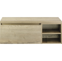 Waschtischunterschrank Sanox Frozen BxHxT 120 x 43 cm x 45 cm Frontfarbe eiche natur mit Waschtischplatte und Regal