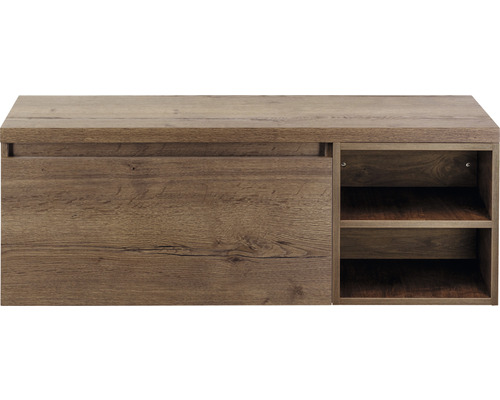 Waschtischunterschrank Sanox Frozen BxHxT 120 x 43 cm x 45 cm Frontfarbe tabacco mit Waschtischplatte und Regal Waschtischunterschrank Sanox Frozen BxHxT 120 x 43 cm x 45 cm Frontfarbe tabacco mit Waschtischplatte und Regal