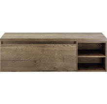 Waschtischunterschrank Sanox Frozen BxHxT 140 x 43 cm x 45 cm Frontfarbe tabacco mit Waschtischplatte und Regal