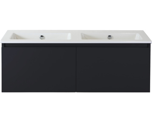Badmöbel-Set Sanox Frozen BxHxT 121 x 42 x 46 cm Frontfarbe schwarz matt mit Waschtisch Keramik weiß