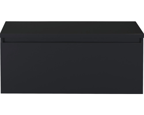 Waschtischunterschrank Sanox Frozen BxHxT 100 x 43 cm x 45 cm Frontfarbe schwarz matt mit Waschtischplatte
