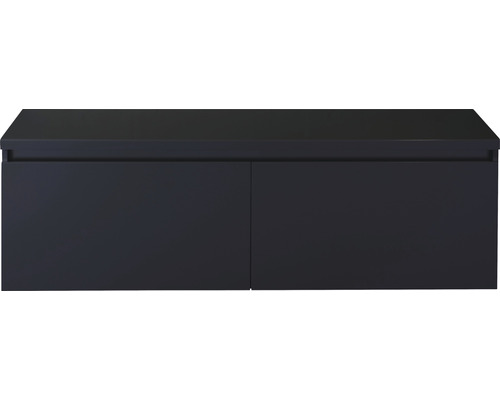 Waschtischunterschrank Sanox Frozen BxHxT 140 x 43 cm x 45 cm Frontfarbe schwarz matt mit Waschtischplatte