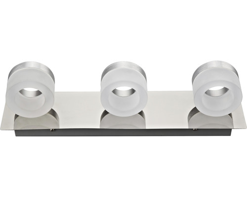 Wandleuchte mit drei Lampen aus Metall und Glas