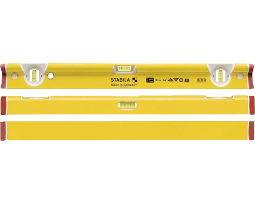 Gelbe Wasserwaage mit Libellen zur horizontalen und vertikalen Ausrichtung