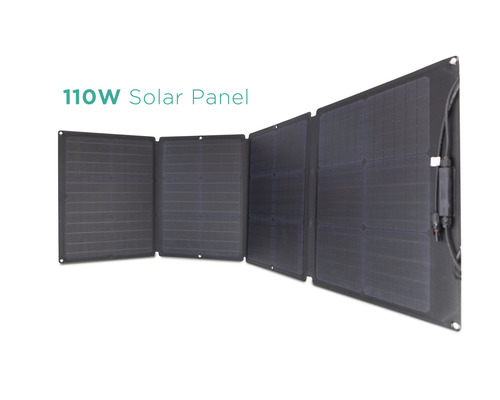 Aufgeklapptes 110 Watt Solarpanel zur Stromerzeugung