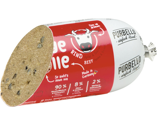 PurBello Hundewurst Rind mit Apfel und Buchweizen im Anschnitt