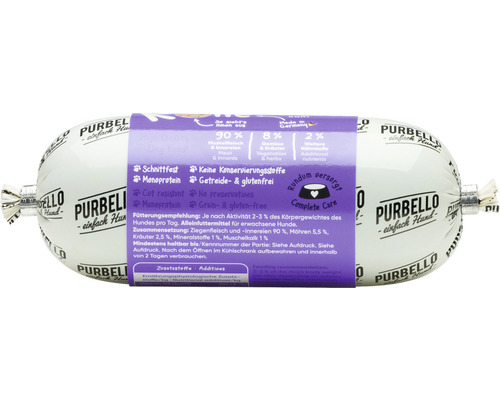 Purbello Hundefutterrolle mit Zutateninformationen