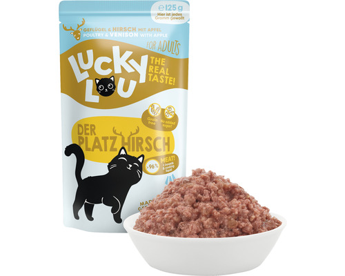 Lucky Lou Katzenfutter Geflügel und Hirsch mit Apfel
