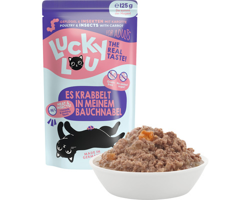 Lucky Lou Katzenfutter Geflügel und Insekten mit Karotte
